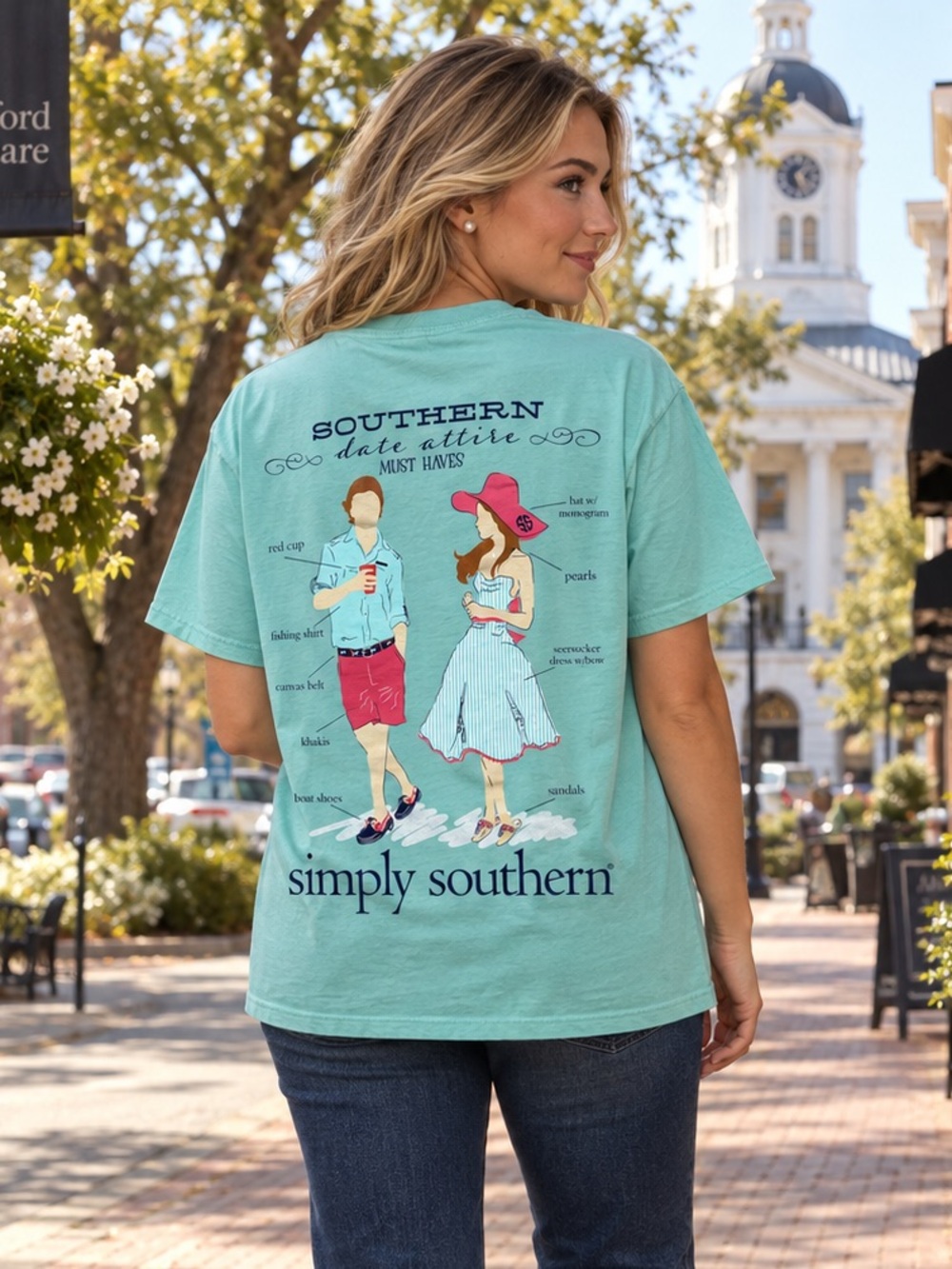 Simply Southern Southern Date Attire Must Haves Mint Graphic T-Shirt M NWT